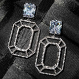 aretes sencillos de diamantes con aguamarina de moda para mujer