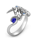 anillos personalizados de unicornio de zafiro con diamantes para mujer