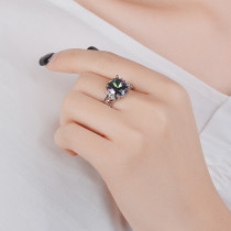 anillos personalizados plateado con piedra de colores para mujer