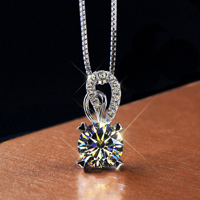 collares de platino 950 con diamante de moda para mujer