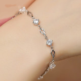 pulseras bonitas plateadas de flor de diamante de moda para amigas