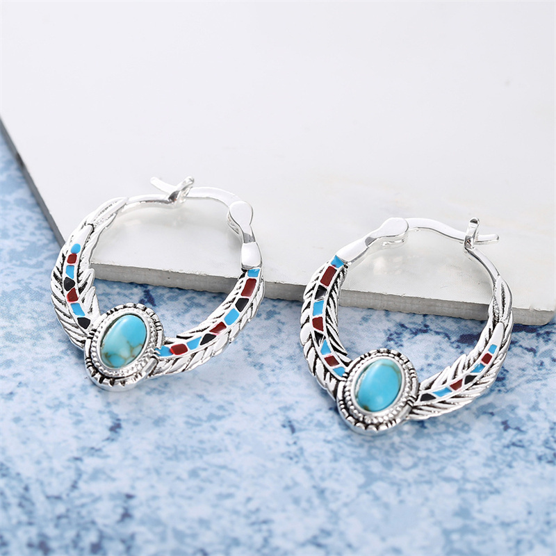 aretes antiguos plateado con natural piedra preciosa para mujer