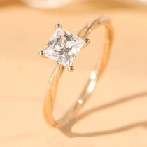 anillos lujos de oro 18k con diamante cuadrado para mujer