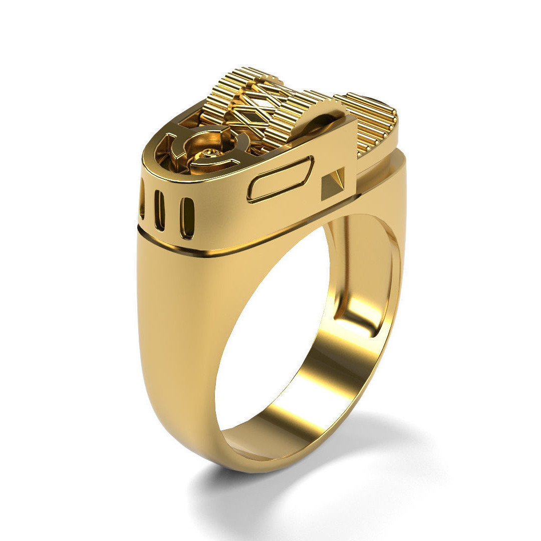 US$ 1.50 - anillos personalizados de encendedor de oro 14k para hombre -  Joyas De Acero Por Mayor