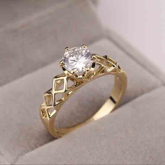 anillos oro laminado 18k de moda con diamantes para mujer