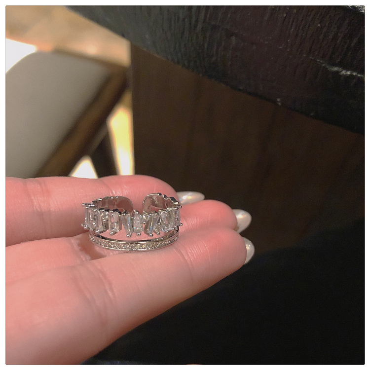 anillos ajustables de diamantes de moda para mujer