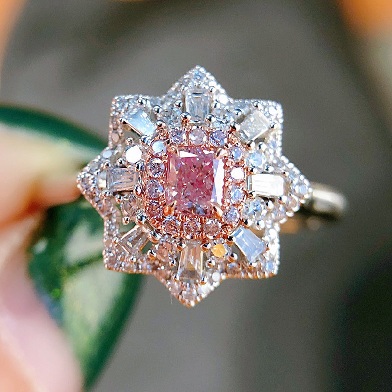 anillos hermosos de natural diamante rosa de moda para mujer