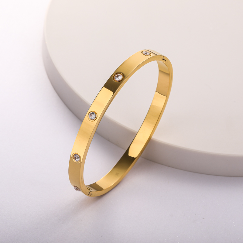 brazalete dorado de moda con piedra para mujer