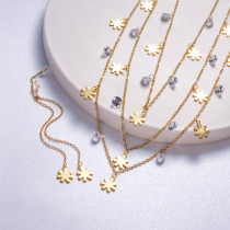conjuntos de acero con aretes de estrella en triple cadena acero estilo especial color dorado para mujer