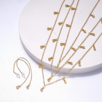conjuntos con aretes triple cadena estilo en moda acero color dorado para mujer