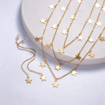 conjuntos con aretes de estrella color dorado triple cadena acero estilo especial para chica