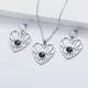 conjunto pendientes y colgante acero inoxidable plateado moda de evil eyes por mayoreo circon negro