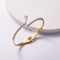 brazalete dorado de moda con piedra cristal forma serpiente para mujer