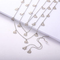 juegos de collar triple cadenas con dijes flores