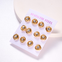 aretes en carton con piedras color dorado 18K estilo nuevo para mujer