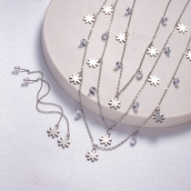 conjuntos de acero con aretes de estrella en triple cadena acero estilo especial color silver