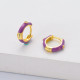 aro de plata 925 con pintura morada estilo en moda dorado para mujer
