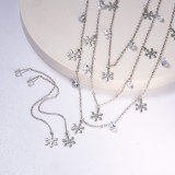 conjuntos de acero con aretes nuevo estilo de copo nieve color plateado para mujer