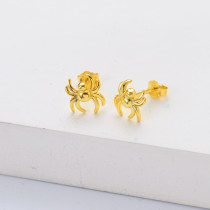 aretes de araña en plata 925 color dorado para mujer estilo especial