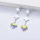 aretes de moda plateado con cristal amarillo por mayor