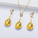 conjunto pendientes y colgante con circon amarillo de moda gota por mayoreo