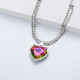 collares de moda plateado con colgante corazon cristal rojo por mayoreo