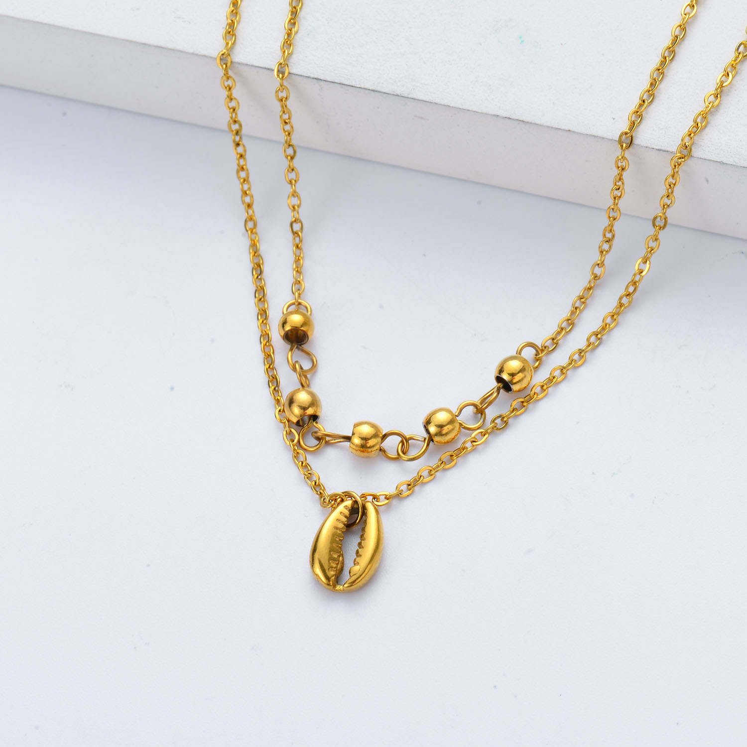 COLLARES DE MODA ACERO INOXIDABLE CON BOLITA Y COLGANTE POR MAYOREO