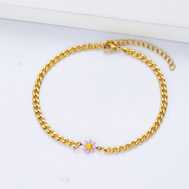 pulsera de mujer en acero dorado 18k estilo simple en cadena