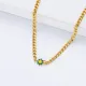 collar de girasol en acero color dorado con charm verde para mujer