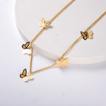 collar de mariposas diseno nuevo estilo en moda acero color dorado