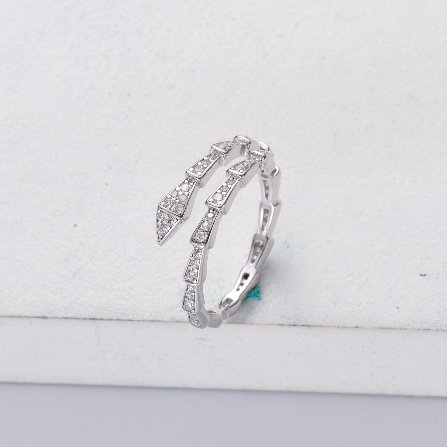 Anillos aesthetic de Plata 925 ajustable con Diamantes triturados moda