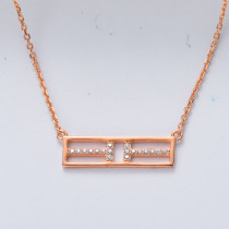 collar de moda en plata 925 baño de oro rose con dije rectangular