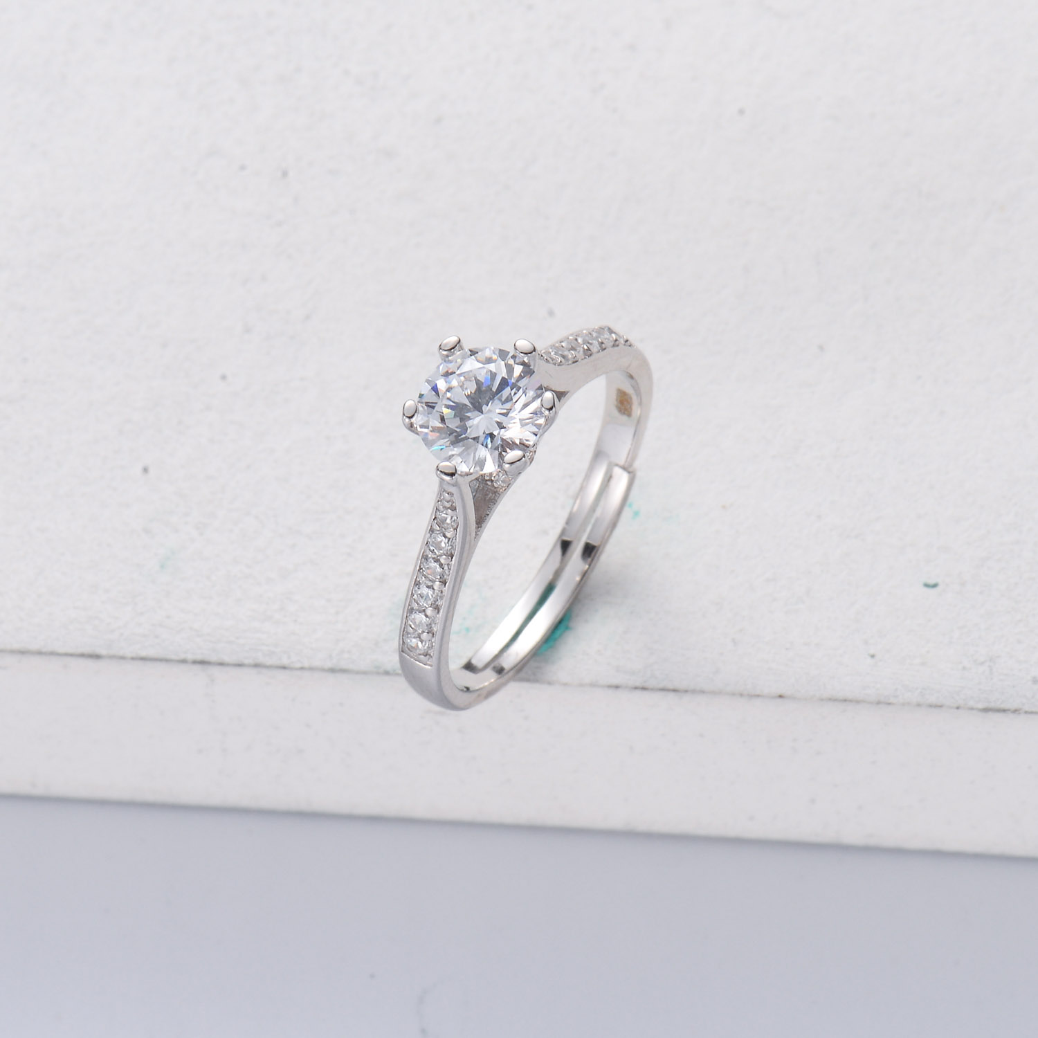 Anillos con diamante de Plata 925 ajustable de moda clasico