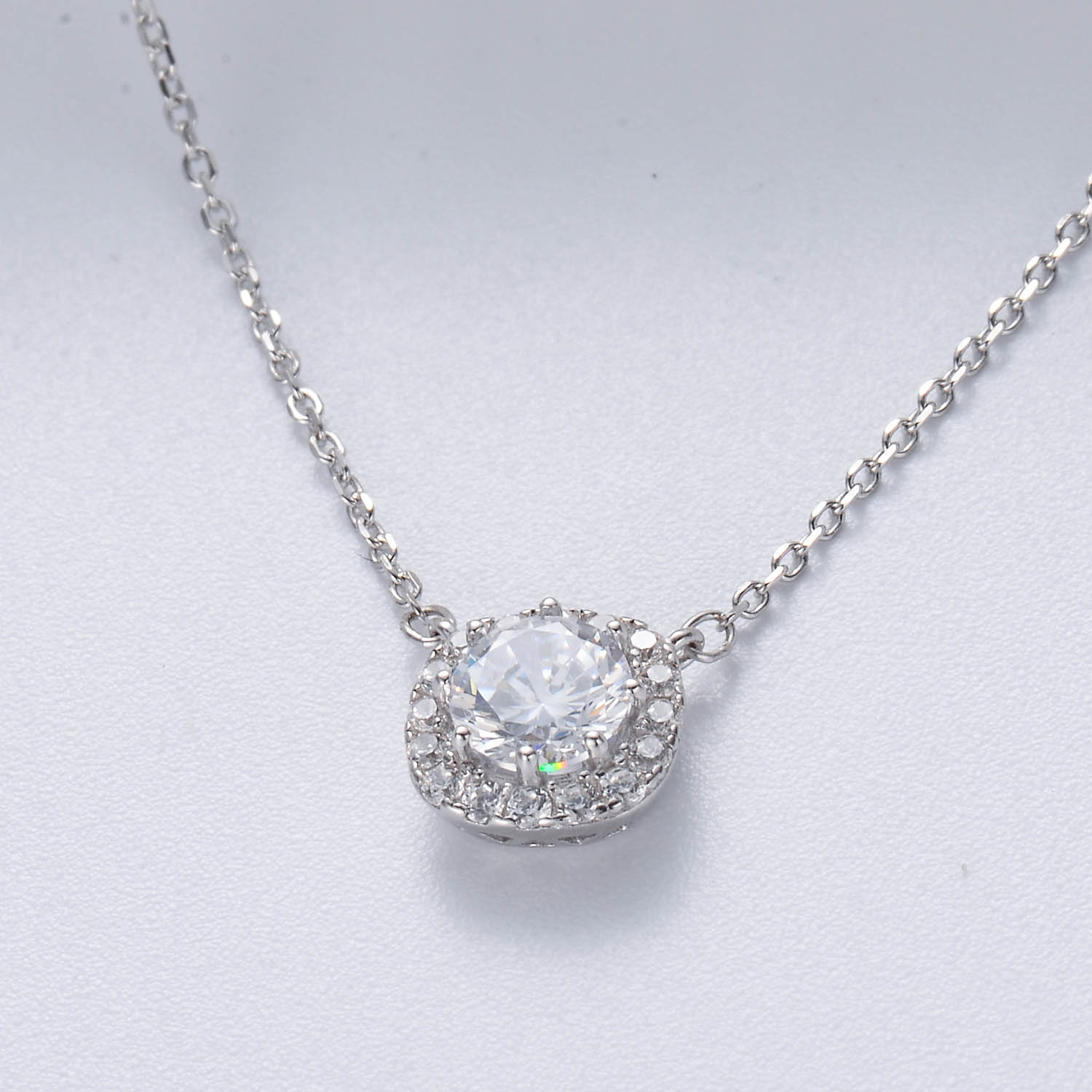 collar de diamante plata 925 para mujer con charm nuevo piedra blanca