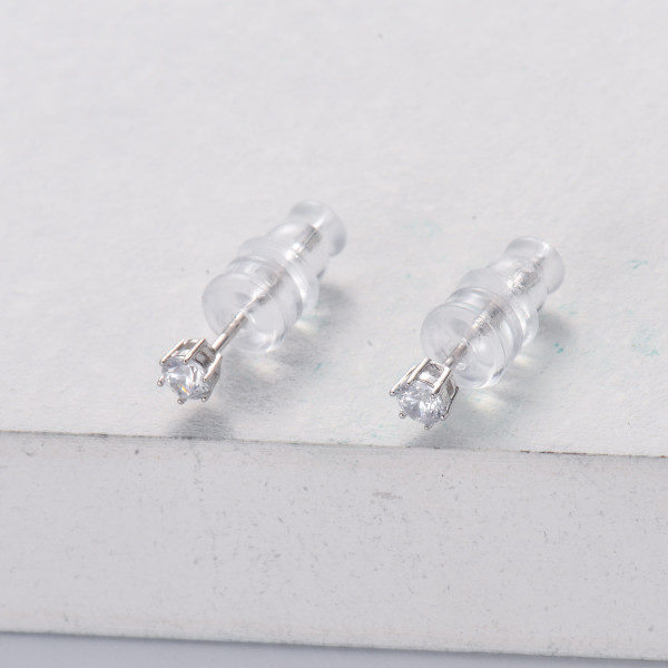 aretes de plata 925 estilo simple con diamante para mujer