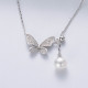 collar de mariposa plata 925 con perla natural para mujer estilo en moda