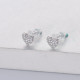 aretes de corazon plata 925 con diamante blanca estilo en moda