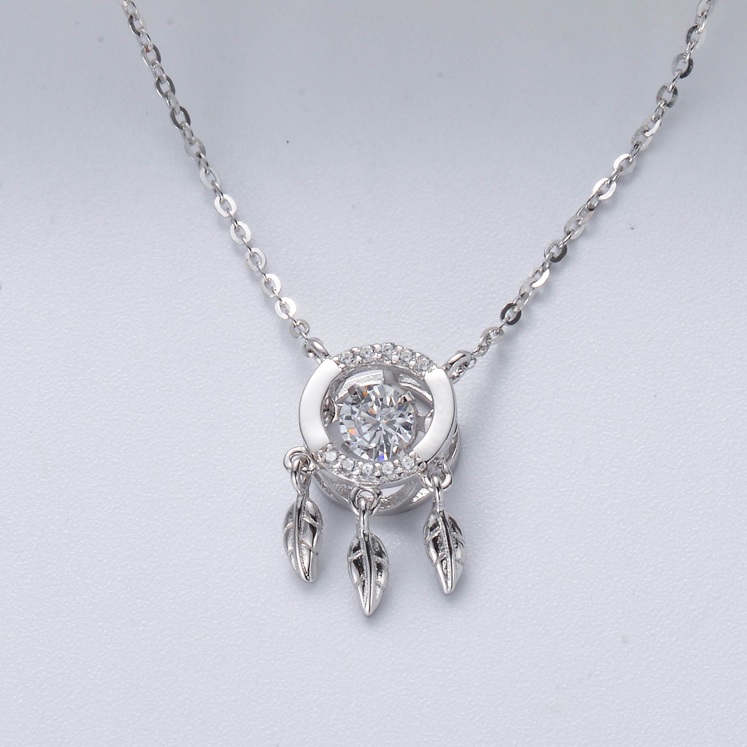 collar de plata 925 para dama con diamante grande estilo en doma