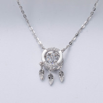 collar de plata 925 para dama con diamante grande estilo en doma
