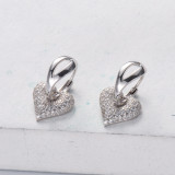 aretes de plata 925 forma de corazon lleno piedra blanca para mujer