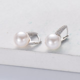 aretes de perla natural diamante estilo especial para mujer