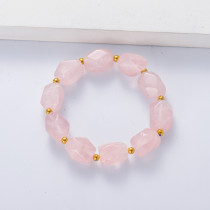 pulsera de piedra natural semi precious  cuarzo rosa estilo nuevo para mujer