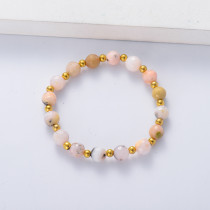 pulsera con piedra natural semi precious de opalo rosa