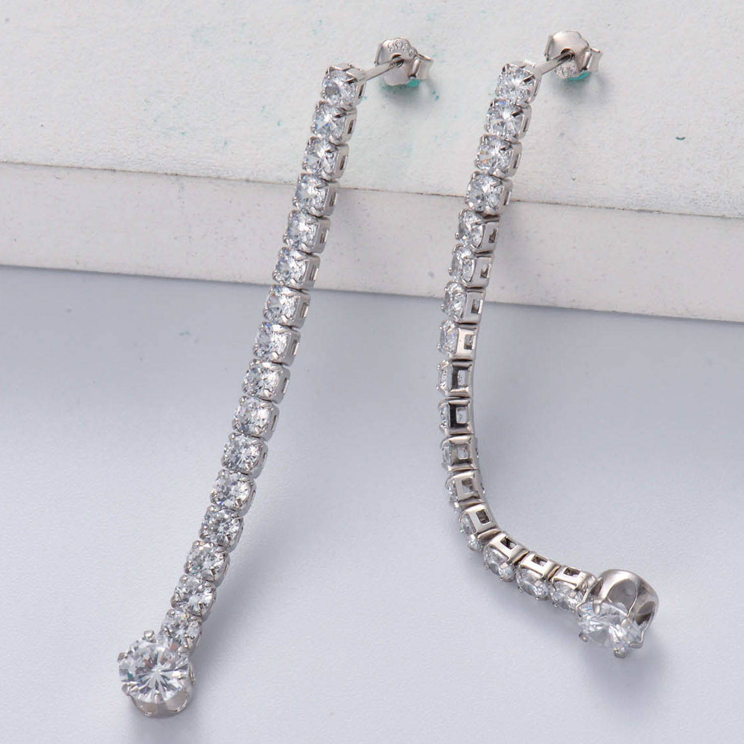 Aretes diamante de plata 925 45mm para mujer por mayor