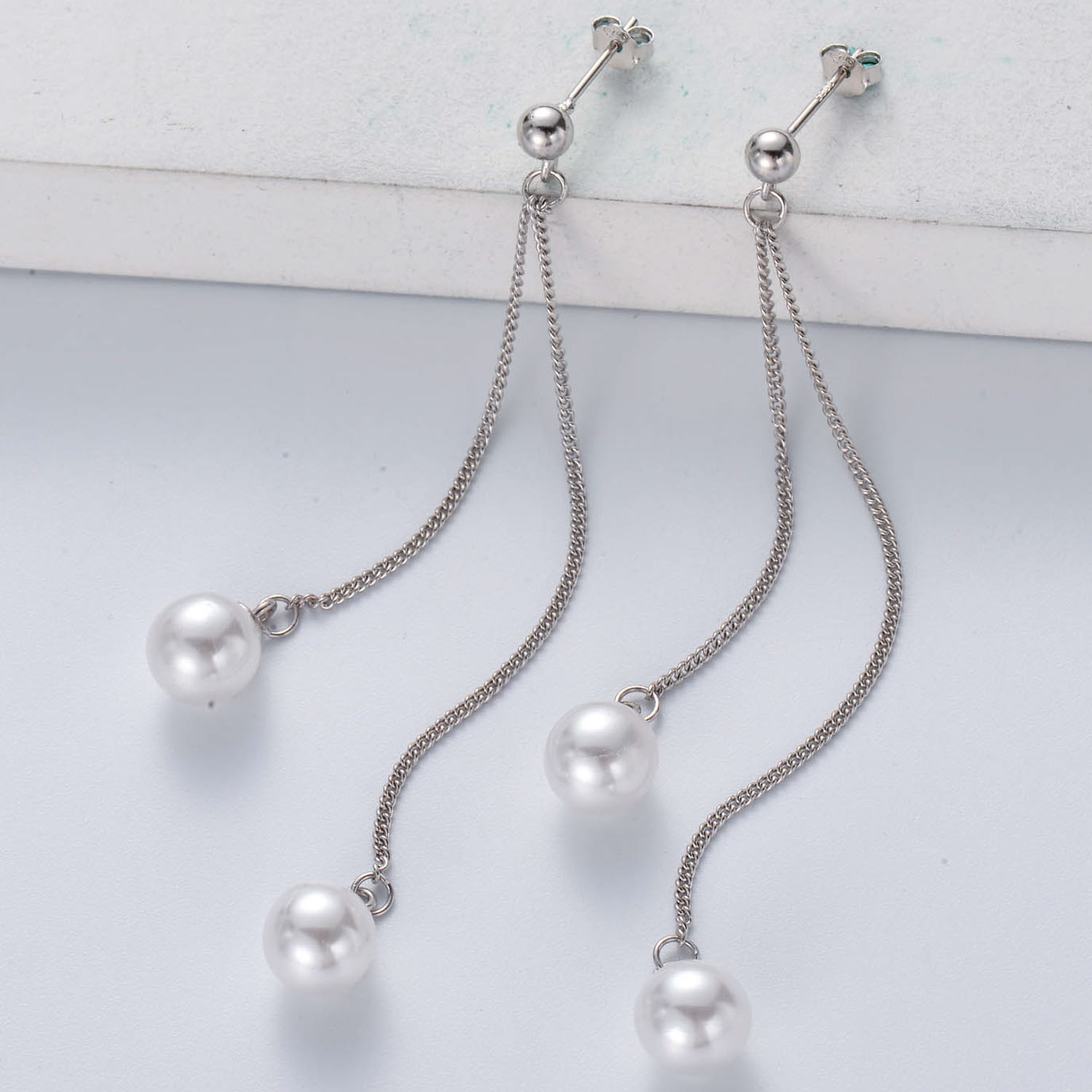 pendientes borla con perlas de plata 925 por mayoreo pars mujer