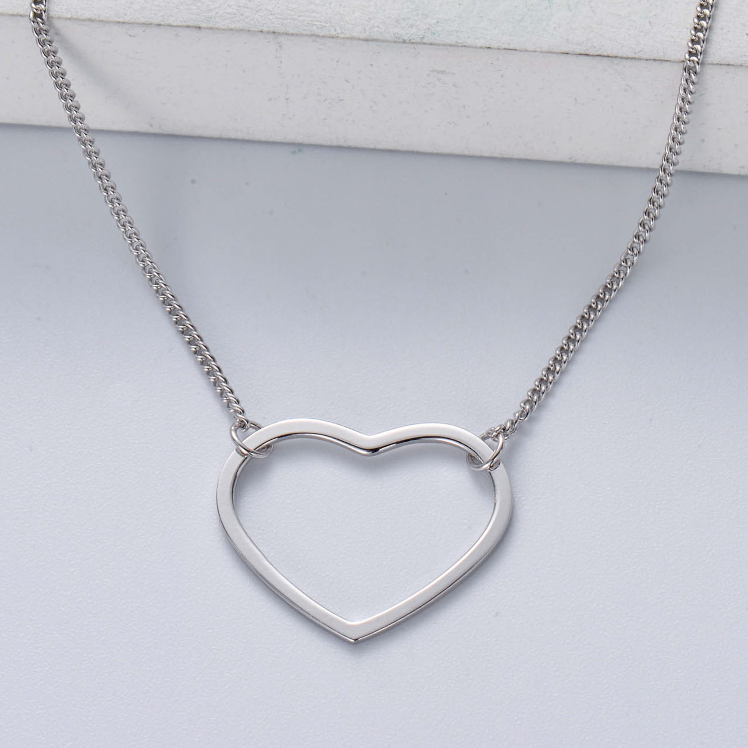 collar de corazon plata 925 para senorita diseno en moda color silver