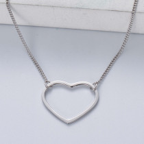 collar de corazon plata 925 para senorita diseno en moda color silver