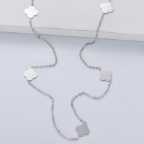 collar de plata 925 de moda modelo simple con 5 dijes de cuadro al por mayor