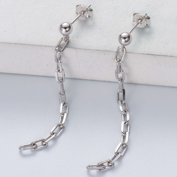 pendientes borla de moda de plata 925 50mm para mujer