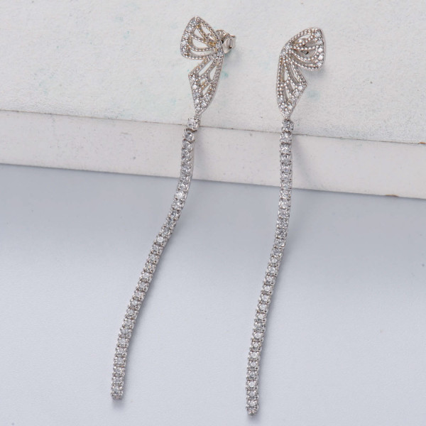 Aretes de plata 925 de moda mariposo con borla por mayor